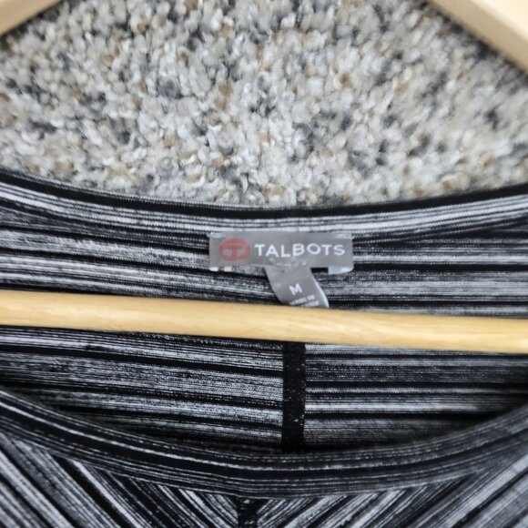 T by Talbots Top Womens Medium Black Striped Scoop Neck‎ Tunic Casual Ladies - Picture 6 of 7